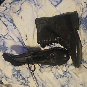 Steve Madden 9.5 TROOPA Black Leather Lace Up Combat Boots